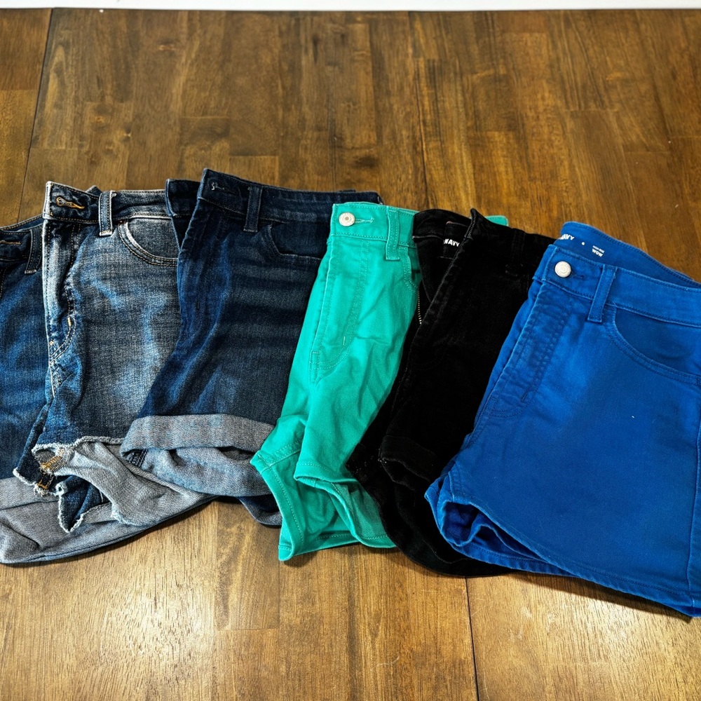 Old Navy Women's Jean Shorts - Blue, Green, Black, Gray, and traditional denim